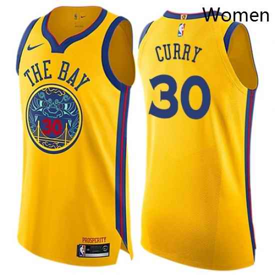Womens Nike Golden State Warriors 30 Stephen Curry Swingman Gold NBA Jersey City Edition